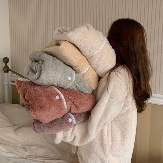 ｜Juuneedu｜ Fluffy Lace Fleece Pajamas (5color, 2type)