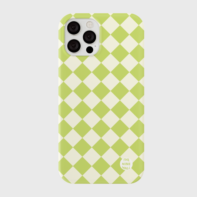 ｜THENINEMALL｜ Lime Checkerboard Hard Phone Case (3 types)