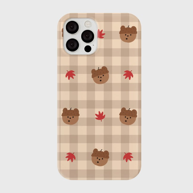 ｜THENINEMALL｜ Pattern Acorn Gummy Hard Phone Case