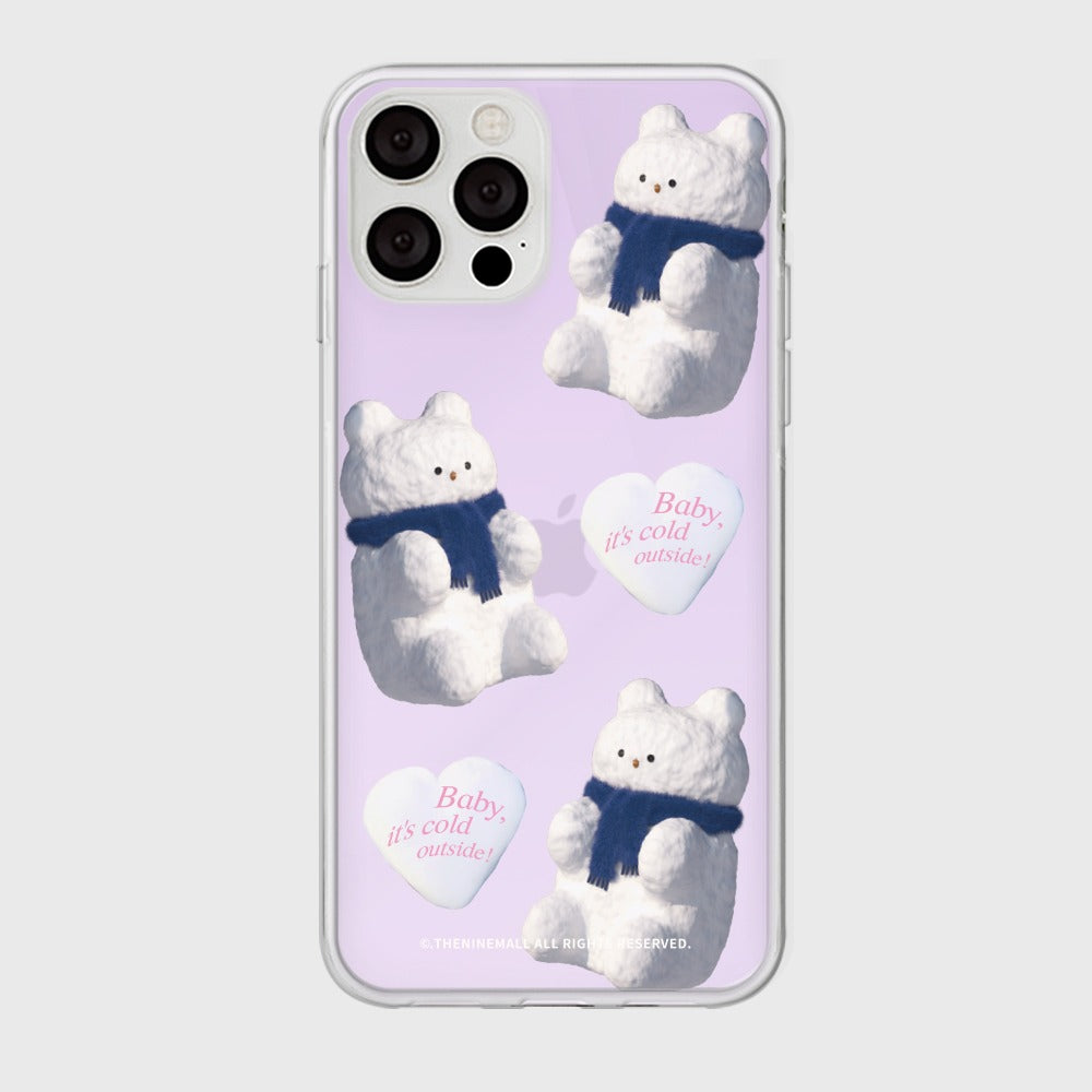 ｜THENINEMALL｜ Pattern Gummy Snowman Mirror Phone Case