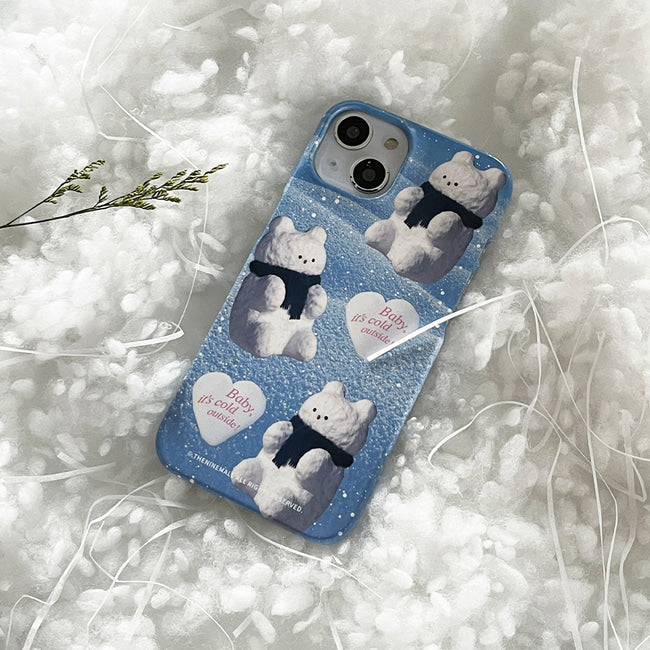 ｜THENINEMALL｜ Pattern Gummy Snowman Hard Phone Case (2 types)