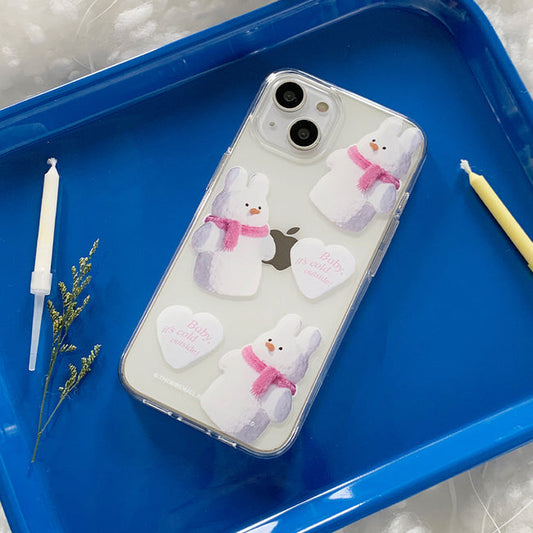 ｜THENINEMALL｜ Pattern Windy Snowman Clear Phone Case (3 types)