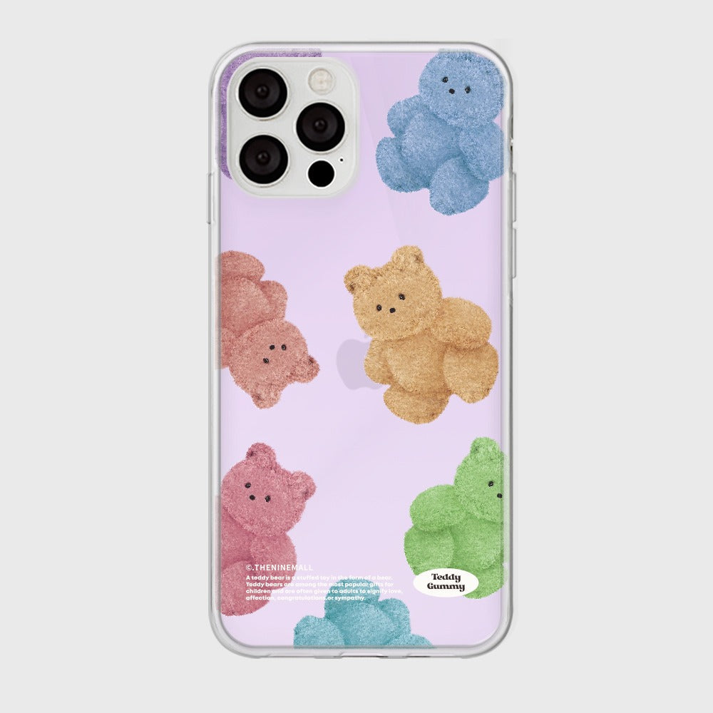 ｜THENINEMALL｜ Rainbow Teddy Gummy Pattern Mirror Phone Case
