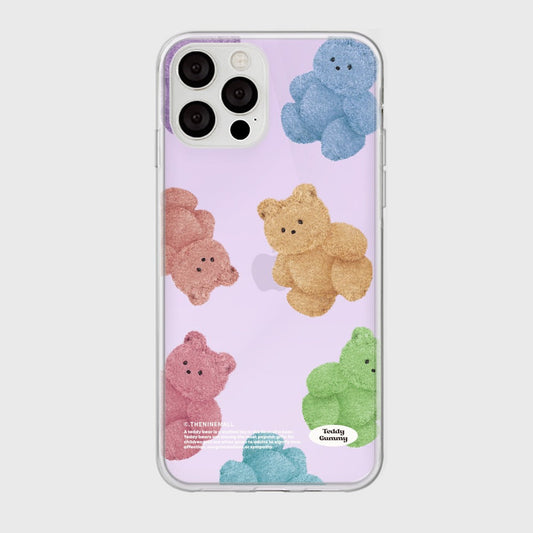 ｜THENINEMALL｜ Rainbow Teddy Gummy Pattern Mirror Phone Case