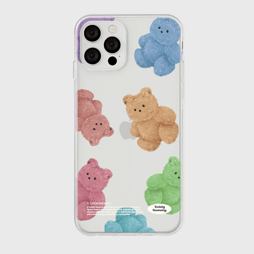 ｜THENINEMALL｜ Rainbow Teddy Gummy Clear Phone Case (3 types)