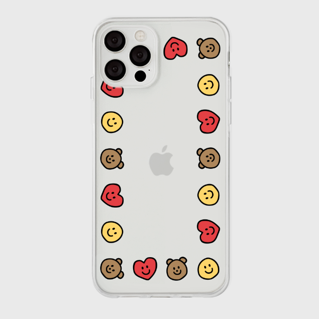 ｜THENINEMALL｜ Smile Friends Frame Clear Phone Case (3 types)