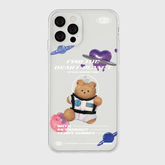 ｜THENINEMALL｜ Space Teddy Clear Phone Case (3 types)