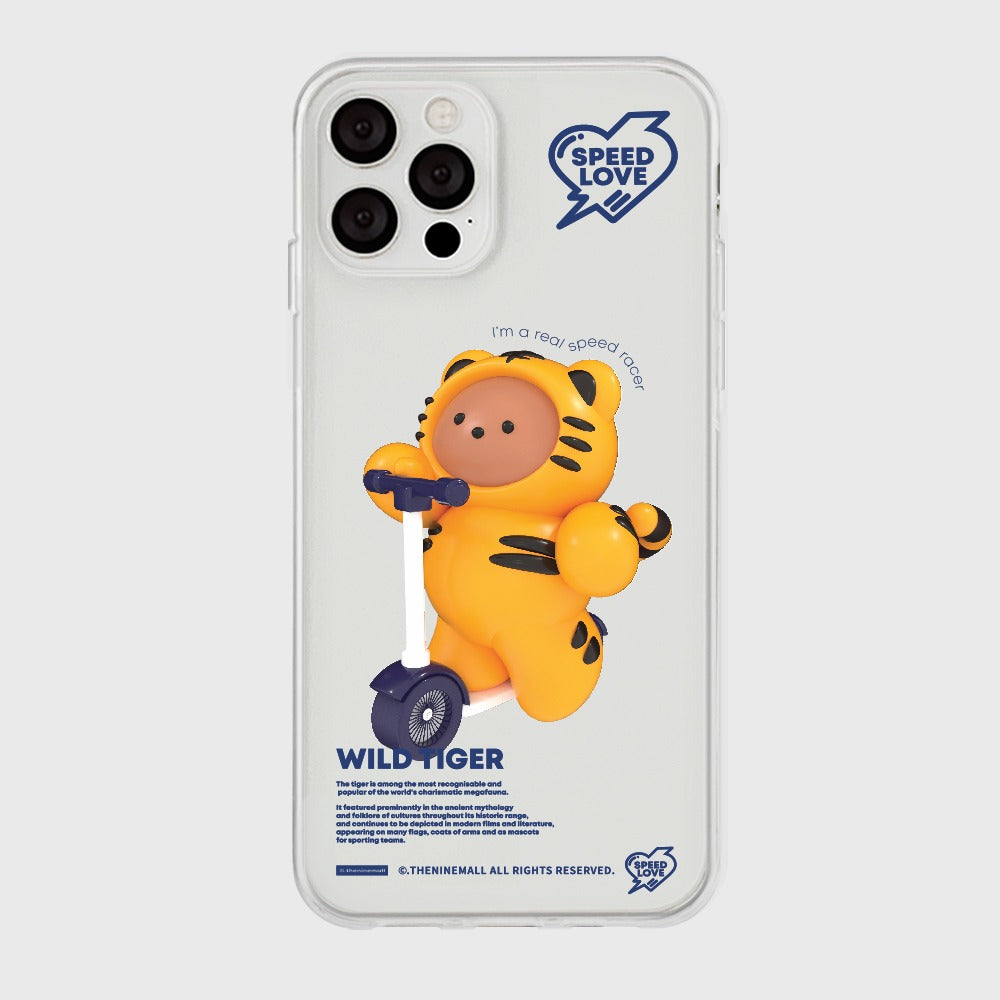 ｜THENINEMALL｜ Speed Love Tiger Clear Phone Case (3 types)