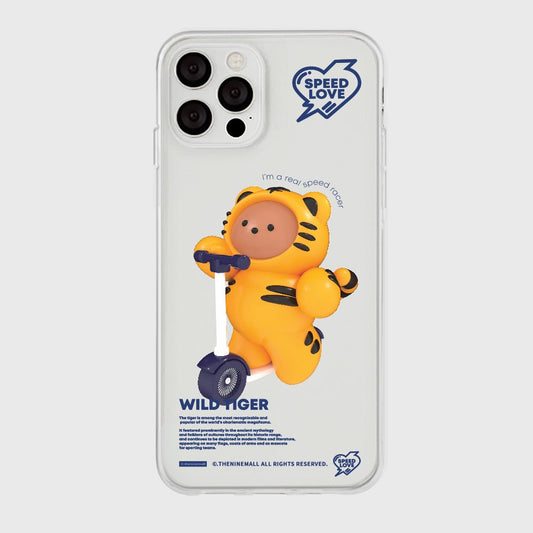 ｜THENINEMALL｜ Speed Love Tiger Clear Phone Case (3 types)
