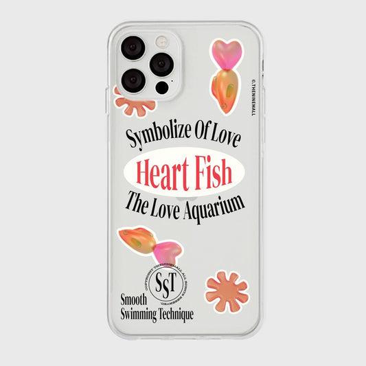 ｜THENINEMALL｜ Sticker Heart Fish Clear Phone Case (3 types)
