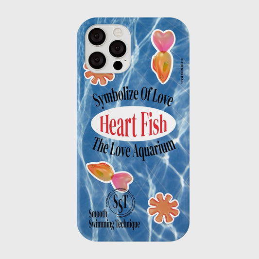 ｜THENINEMALL｜ Sticker Heart fish Hard Phone Case (3 types)