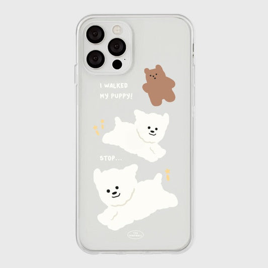 ｜THENINEMALL｜ Walk 뽀꾸 Bbokku Clear Phone Case