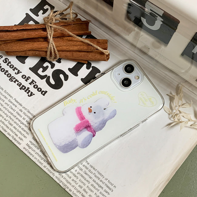 ｜THENINEMALL｜ Windy Snowman Clear Phone Case (3 types)