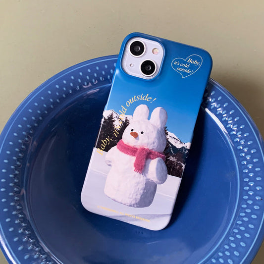｜THENINEMALL｜ Windy Snowman Hard Phone Case (2 types)