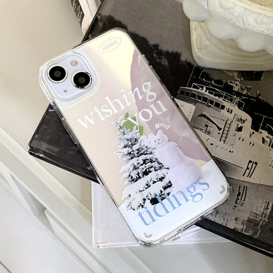 ｜Mademoment｜ Wish Snow Lettering Design Glossy Mirror Phone Case